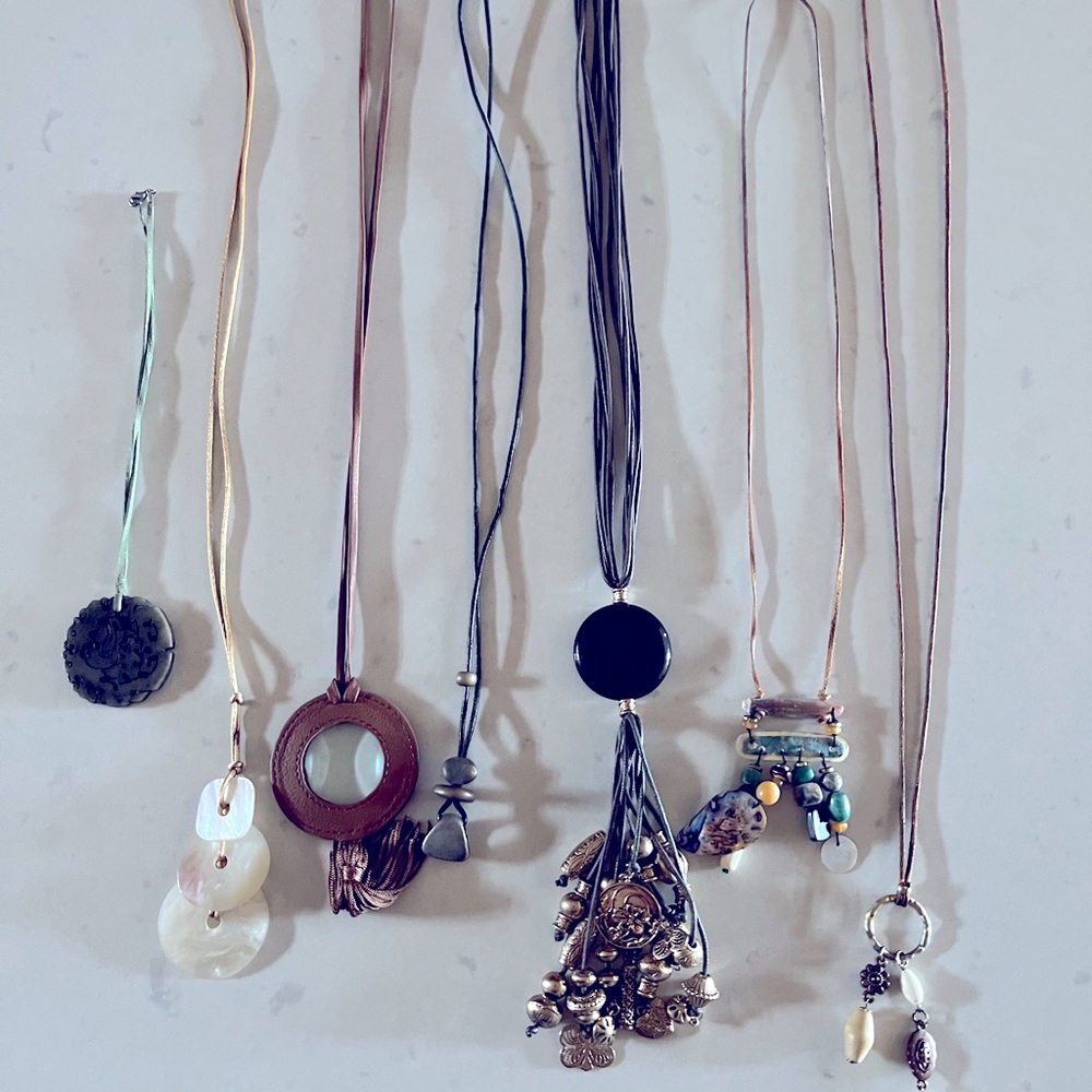 Necklace Bundle-Seven Assortment of Leather or Cord w Pendants